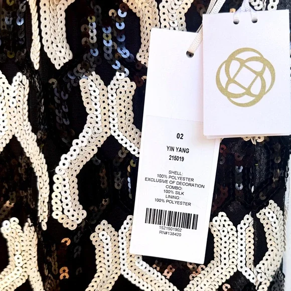 Etcetera Yin Yang Black and Silver-White Sequin Midi Dress New - Picture 5 of 8
